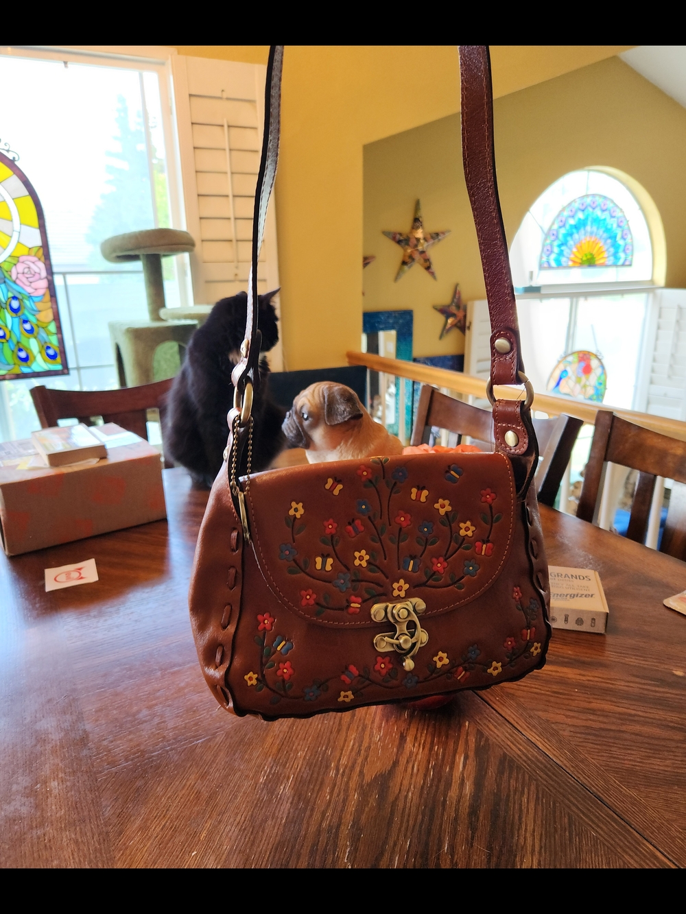 Patricia Nash Brown Floral Embossed Leather Crossbody Bag Anniversary Edition - Picture 12 of 15